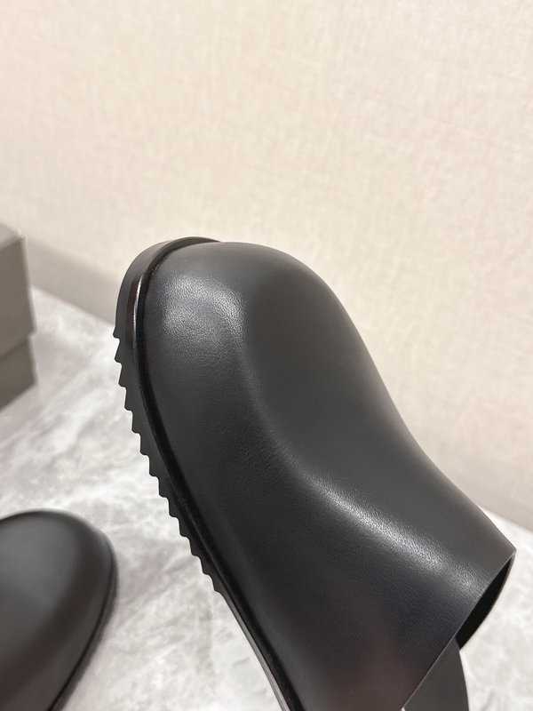 Rick Owens 레이스업 슬리퍼 스웨이드 블랙 001-287023