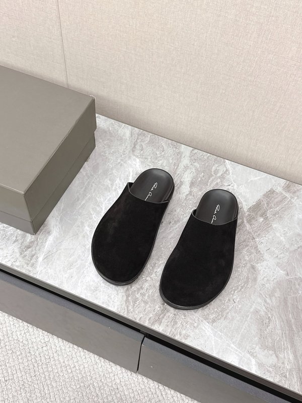 Rick Owens 스트랩 슬리퍼 블랙 스웨이드 001-287024