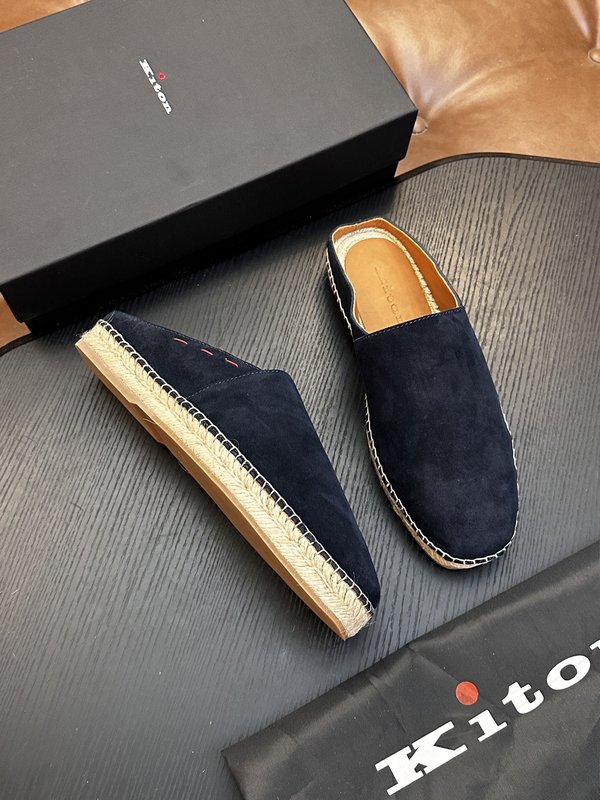 Kiton 남성 송아지 가죽 운동화 001-287107