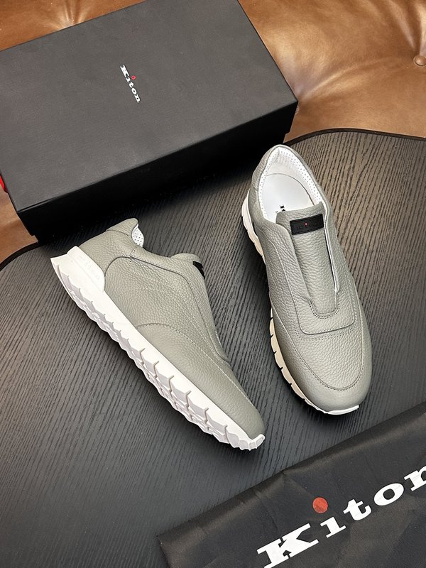 Kiton 남성 송아지가죽 운동화 001-287122